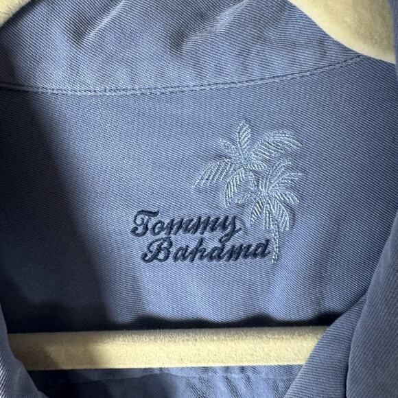 Tommy Bahama Men's 100% Silk Short-Sleeve Shirt Blue No Size Tag (Measurements) - Picture 2 of 8